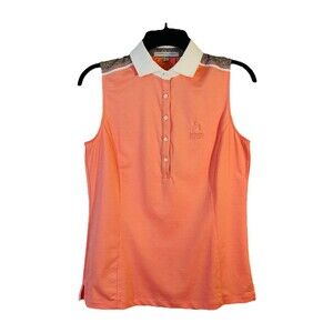 Fairway & Greene Golf Polo Women's S Sleeveless Pinehurst Logo Peach